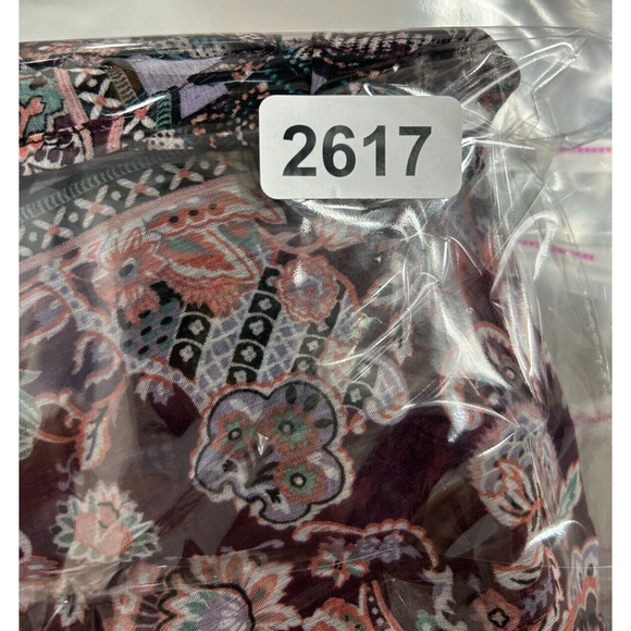 Fire Los Angeles Dress‎ Purple Paisley Boho Peasant Hi-Lo Ruched Off Shoulder M - Picture 12 of 12